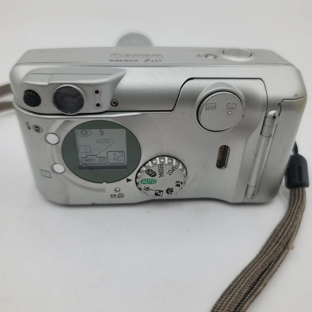 Canon Sure Shot Z155 35mm Film Camera 37-155mm Zoom Lens Silver with Icon Bag